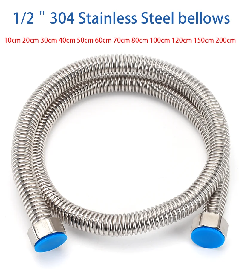 

10-200cm Shower Hose OD15.8mm 304 Stainless Steel Bellow High-pressure Water Heater Inlet Hose Basin Toilet Connect Outlet Pipe