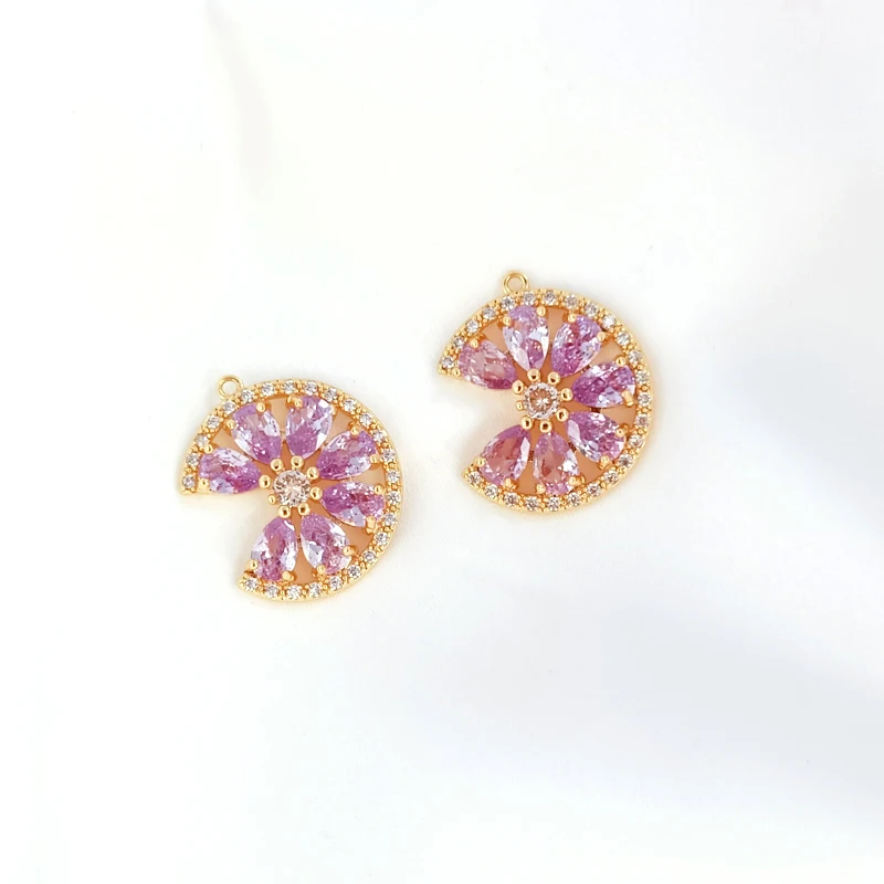 1Pcs Copper Wrapped 14K Gold Set Zircon Water Drop Watermelon Pendant Diy Jewelry Discovery Necklace Hair Accessories Material