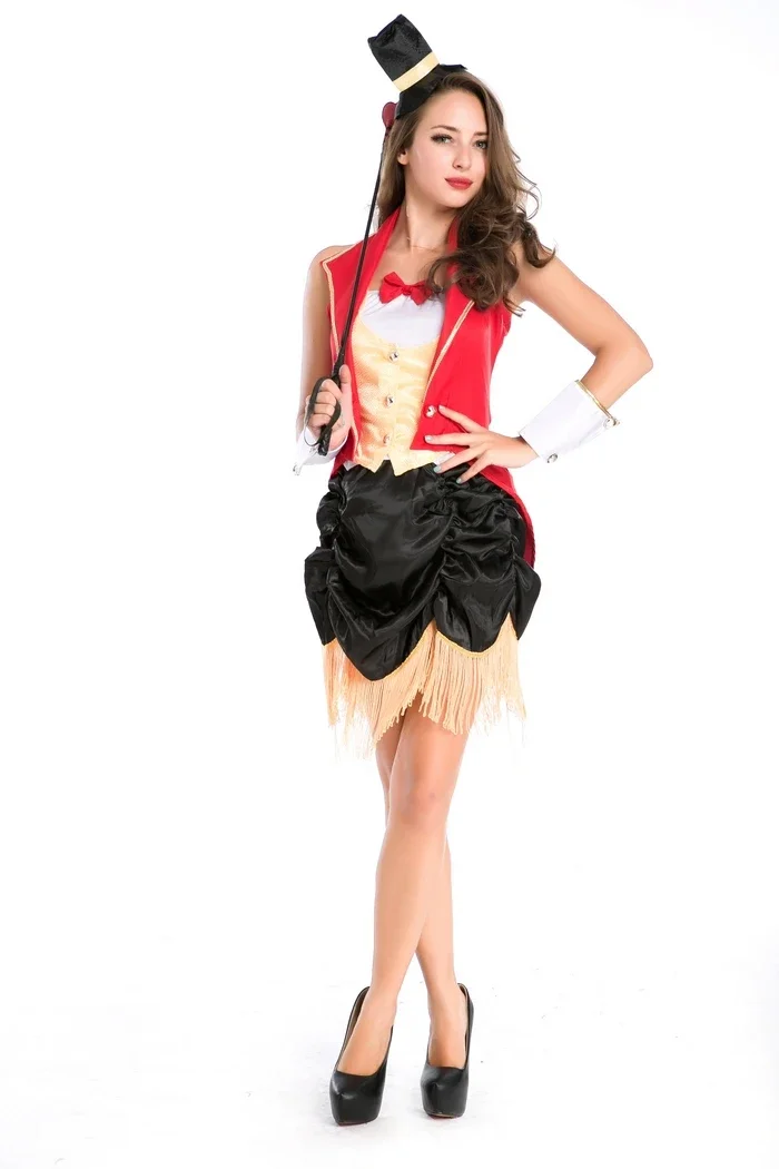 

Adult Red Sexy Magician Cosplay Halloween Party Circus Tamer Costumes