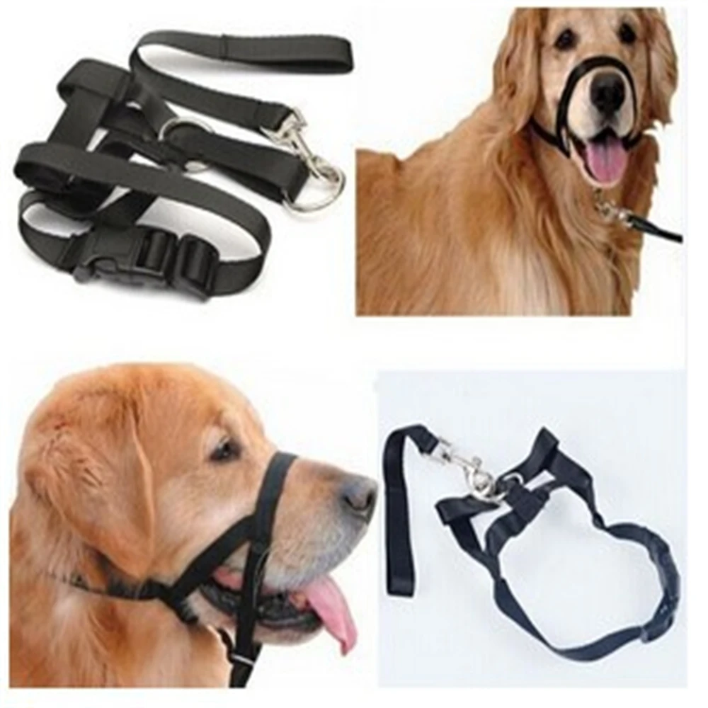 Adjustable Quick-Release Dog Head Halter Muzzle-Anti-Bite Bark & No-Pull Leash Control with Safety Strap
