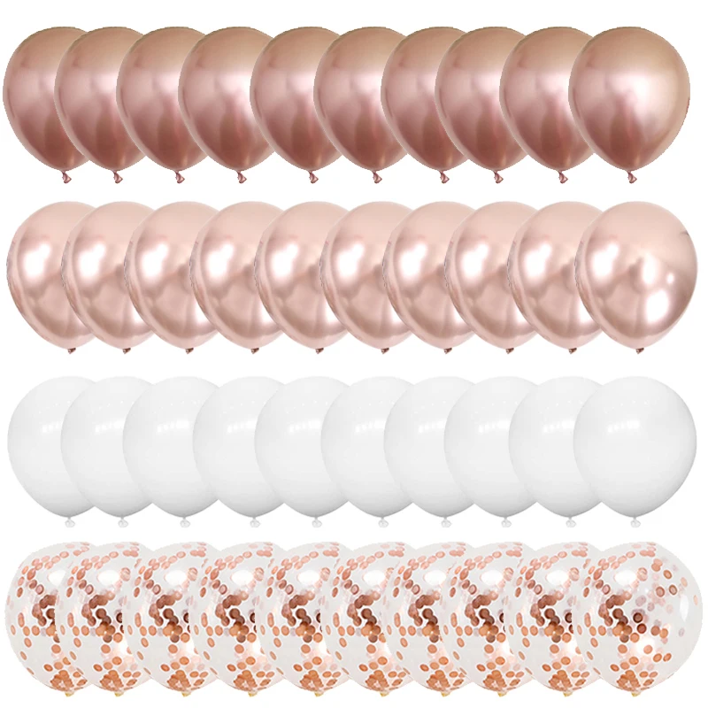 Birthday Party Supplies Birthday Background Supplies Birthday Backdrop Decoration 40pcs 12inch Rose Gold Mixed Confetti Latex Balloons Backdrop Birthday Wedding Bachelorette Party Decoration Adult Anniversary