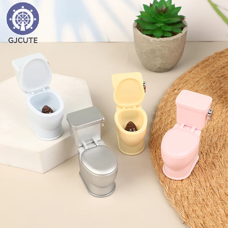 Dollhouse Furniture Miniature Toilet With Shit Stool Bathroom Toilet Model Dolls Doll House Accessories Kids Pretend Play Toy 3