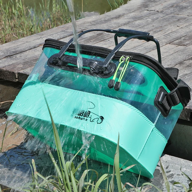 Secchio Pieghevole Per Pesca 40x25x22cm - Contenitore Pesci Vivi Con Coperchio Trasparente - Foto 8