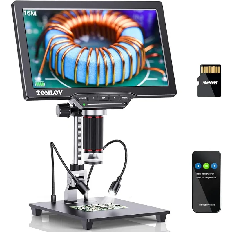 

TOMLOV DM202 HDMI Digital Microscope,10.1 Inch LCD Microscope,16MP Coin Microscope Camera