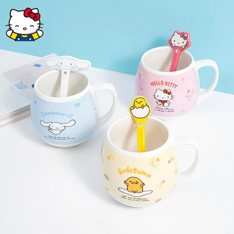 

Hello Kitty Cinnamoroll Pompompurin Gudetama Kawaii Cartoon Ceramic Couple Coffee Mugs New Cute Anime Office Breakfast Mugs