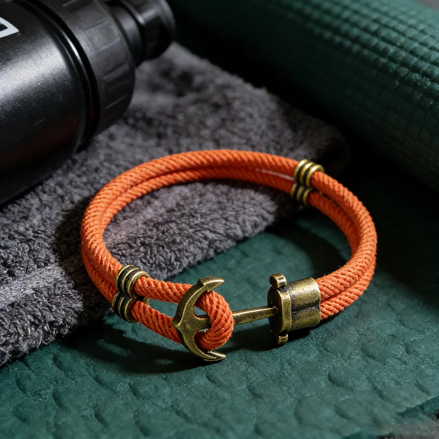 Vintage Anker Haken Armband Männer Dual Layer Grade A Strapazierfähige Nylon String Nautische Armband Coole Surfen Radfahren Homme Handgelenk Schmuck – Detail 7