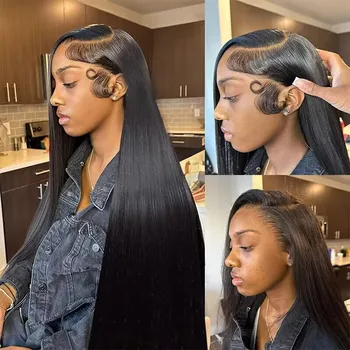 100% Malaysia Human Hair 13x6 Bone Straight Lace Front Human Hair Wigs 30 Inch 13x4 Lace Frontal Wig for Women Pre Plucked 1