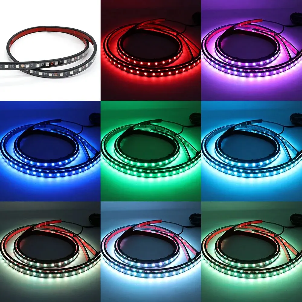 자동차 언더글로우 하단 조명 RGB 네온 LED 앱 제어, 유연한 방수 스트립 램프, 다채로운 섀시 분위기 장식 조명