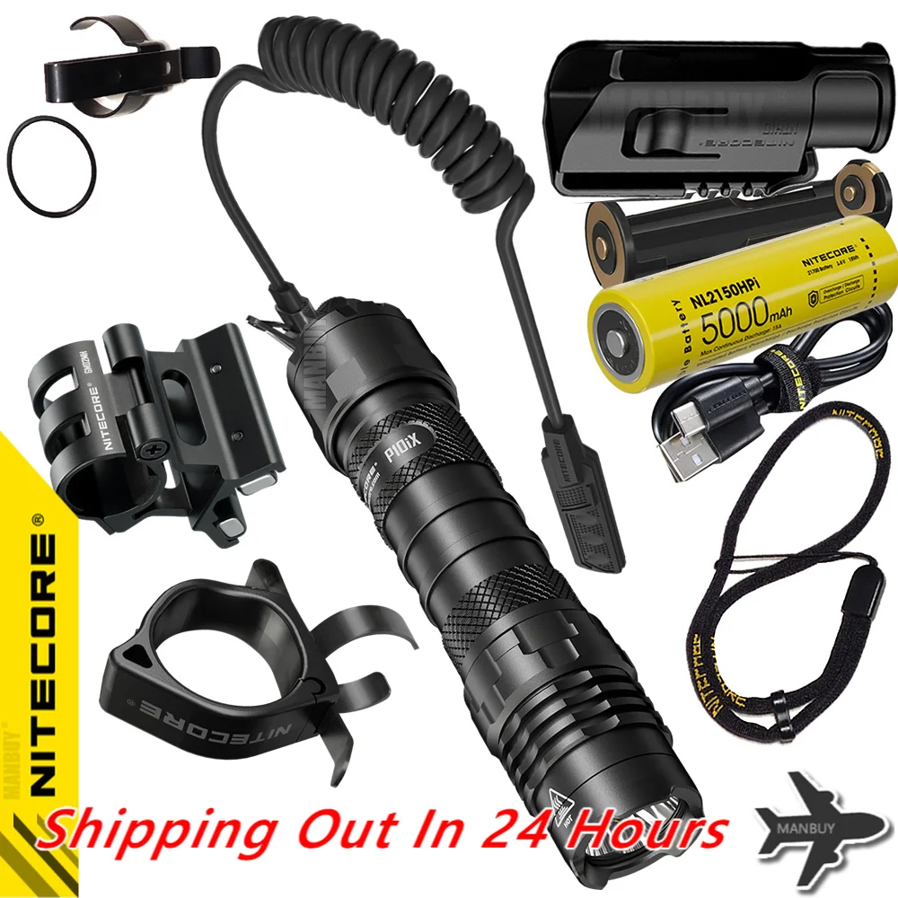 EdisonBright Nitecore P20iX Tactical Flashlight Bundle - 4000 Lumens With Remote Switch & Charger