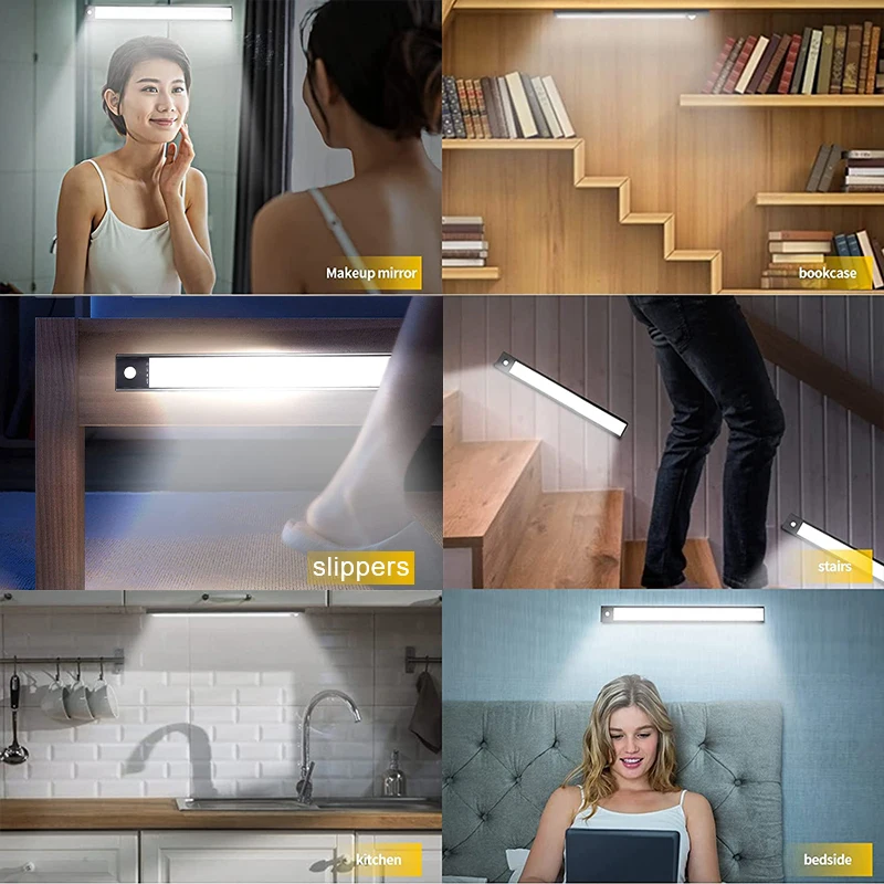 3d night light 30 40 60CM  LED Light Cabinet Ultra-thin Motion Sensor night light  Kitchen Wardrobe Bar Bedroom Cabinet Magnetic Lights home 3d night light