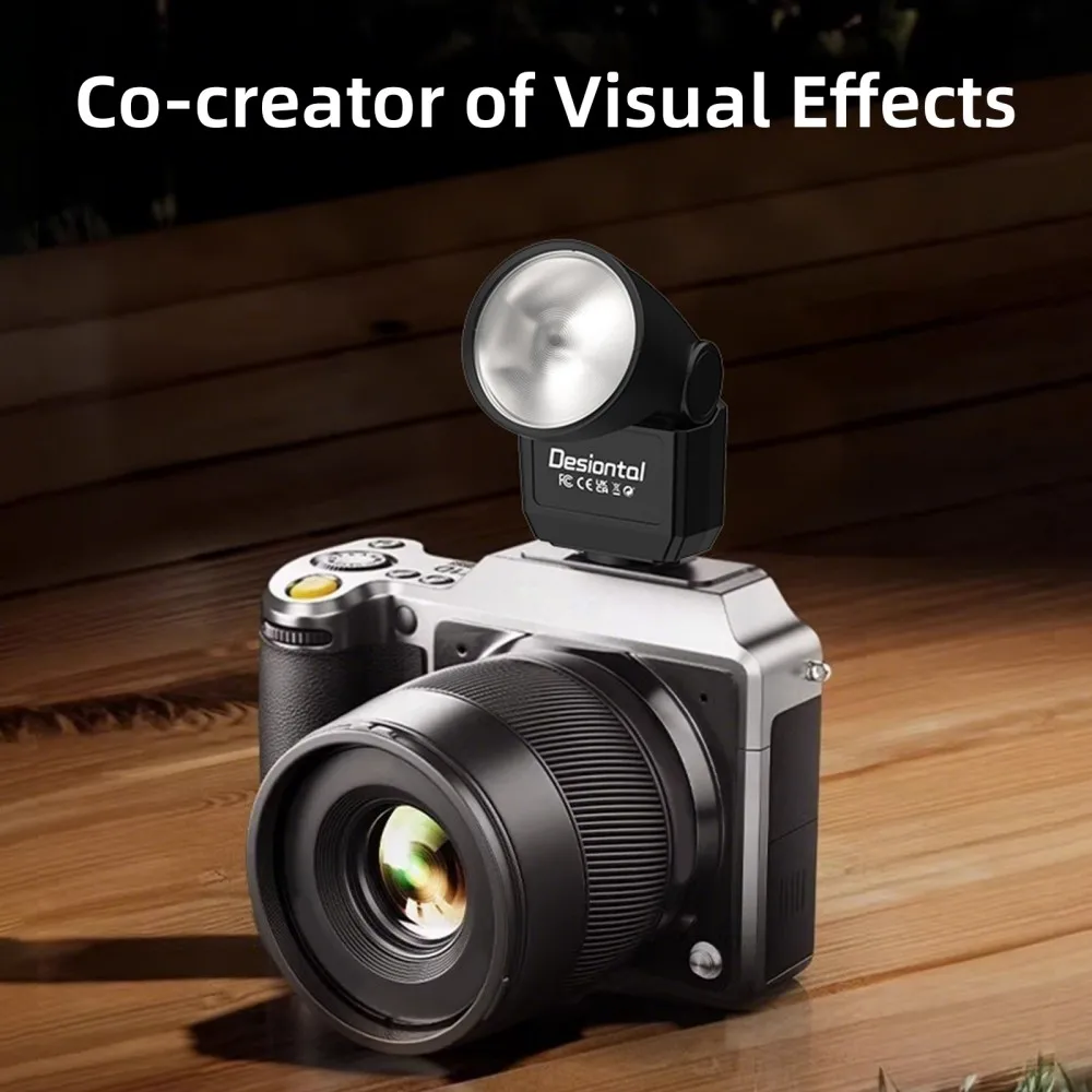 Desiontal F02 Mini Flash 6500K Standard Hot Shoe Mount Type-C Charging for Camera Sony Canon Nikon Panasonic Olympus DSLR on camera flash,camera flash