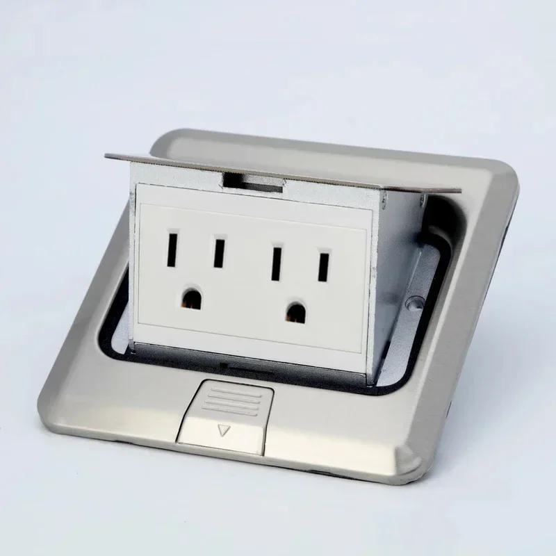Stainless Steel Pop-Up Floor Socket with Universal Power Outlet