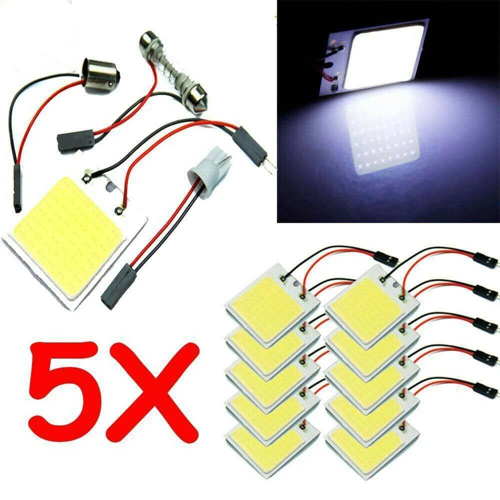 

5x48 SMD Cob Led 12 В, белая фотолампа, купольная лампа, высококачественные автомобильные панели, Купольные лампы, аксессуары