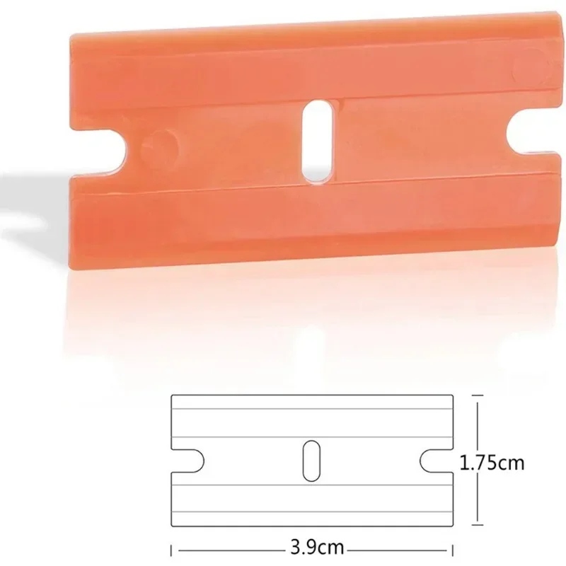 100 Pieces Two Cutting Plastic Razor Blade Label Clean Razor Glue Remover Window Glass Clean Scraper Car Wrap Sticker Squeegee 3