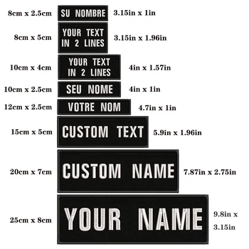 1PC Custom Name Embroidery Patch Stripes Badge Iron On Or Hook Loop 10X2.5CM,8X5CM,10X4CM, 8X2.5CM,12X2.5CM,15X5CM,20X7CM,black 1