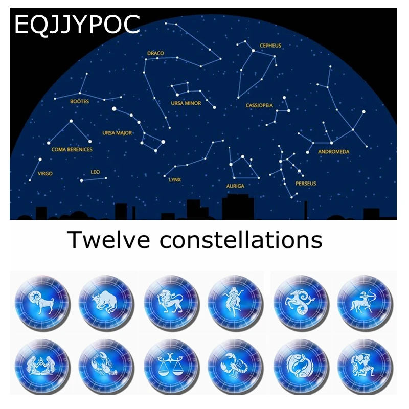

30 MM Blue 12 Constellations Glass Fridge Magnet Zodiac Signs Decoration Refrigerator Magnetic Sticker Teacher Whiteboard Magnet