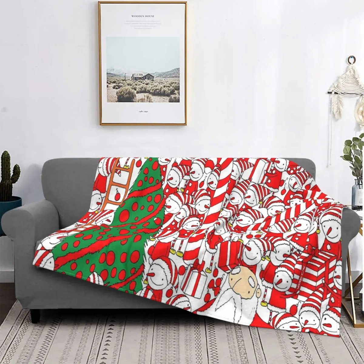 

Christmas Santa Gnome Plaid Blanket Coral Fleece Plush Summer Multifunction Warm Throw Blanket for Home Bedroom Rug Piece