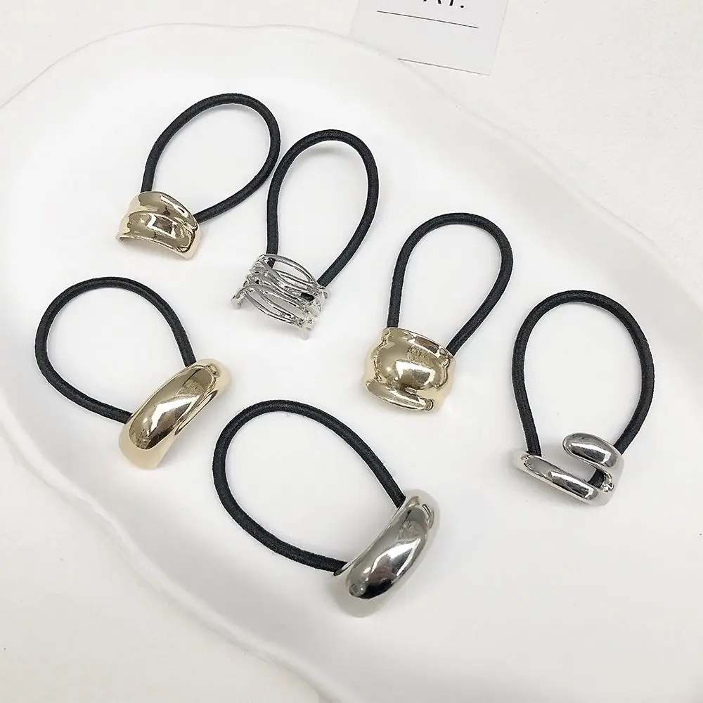 Nuovo elastico in metallo per capelli Accessori per capelli lisci Anello per capelli Elastico per coda di cavallo Fascia per capelli da donna - immagine 5