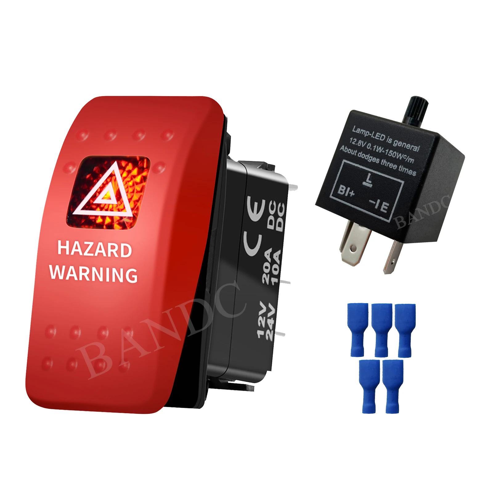 Red Led Hazard Warning Rocker Switch with Adjustable Flasher Relay CF13KT Blinker Switch for Car