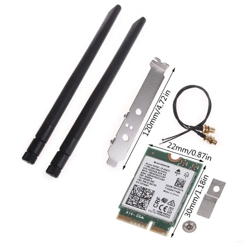 9462NGW 듀얼 밴드 WiFi 카드 802.11ac ax 무선 NGFF M.2 키 E WiFi 카드 어댑터 BT 5.0 for Windows