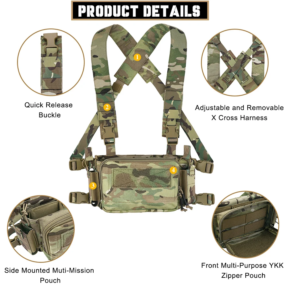 KRYDEX Tactical Flatpack D3 Backpack Bag with D3CR Chest Rig Vest Rifle AK M4 Pistol Magazine Pouch Hunting Outdoor Hiking Gear