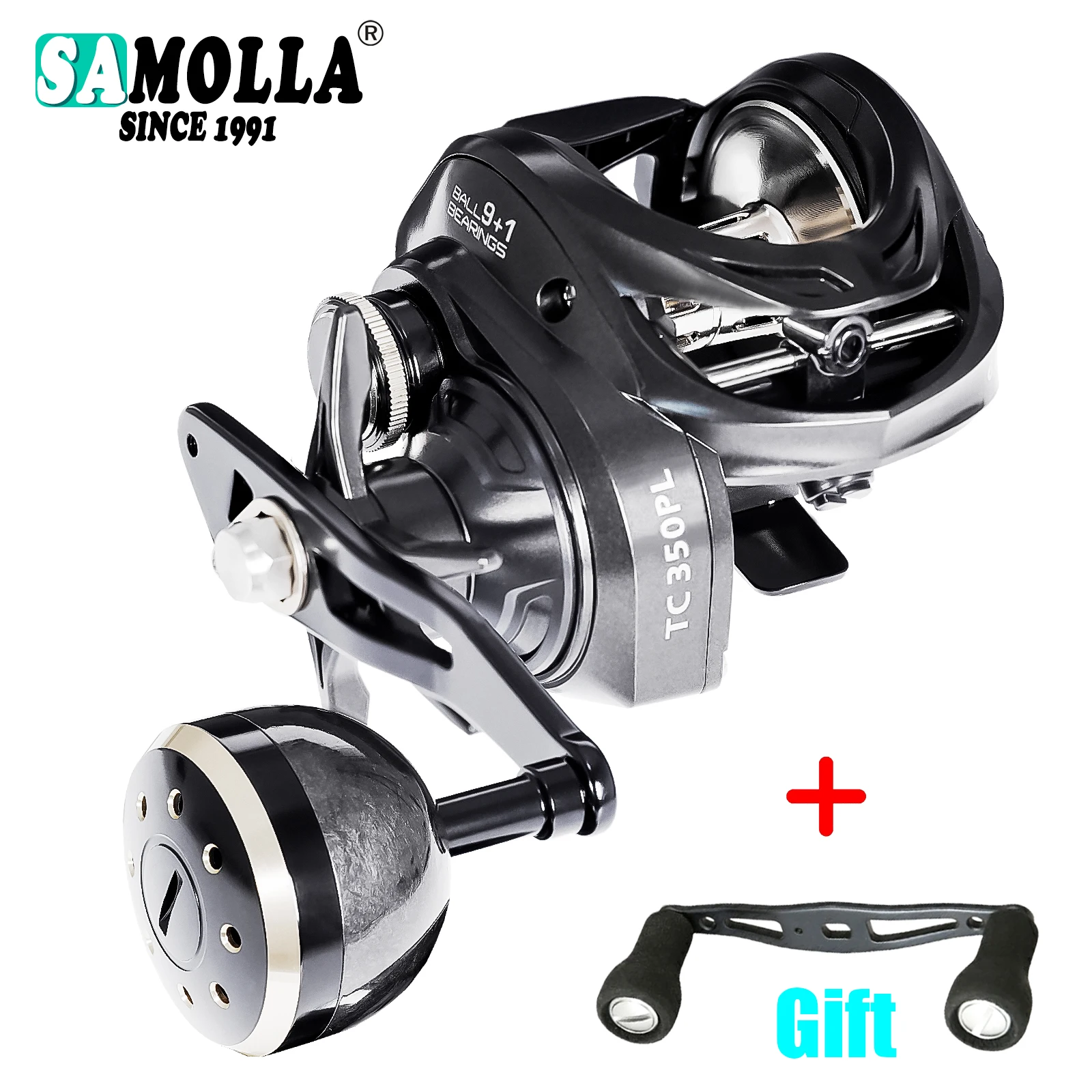 SAMOLLA Big Baitcasting Reel Jigging Fishing Reels Saltwater Catfishing Trolling