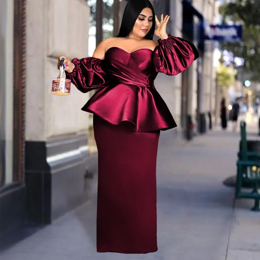 

2023 Dress Plus Size Strapless Ruffled Dress Shirts for Women Dresses for Women Party