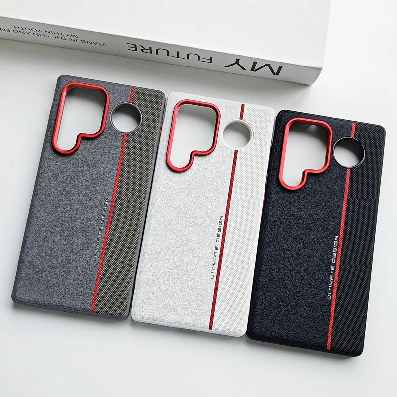 Minimalist Splicing PU Leather + Hard PC Anti-Fall Non-Slip Protection Phone Case