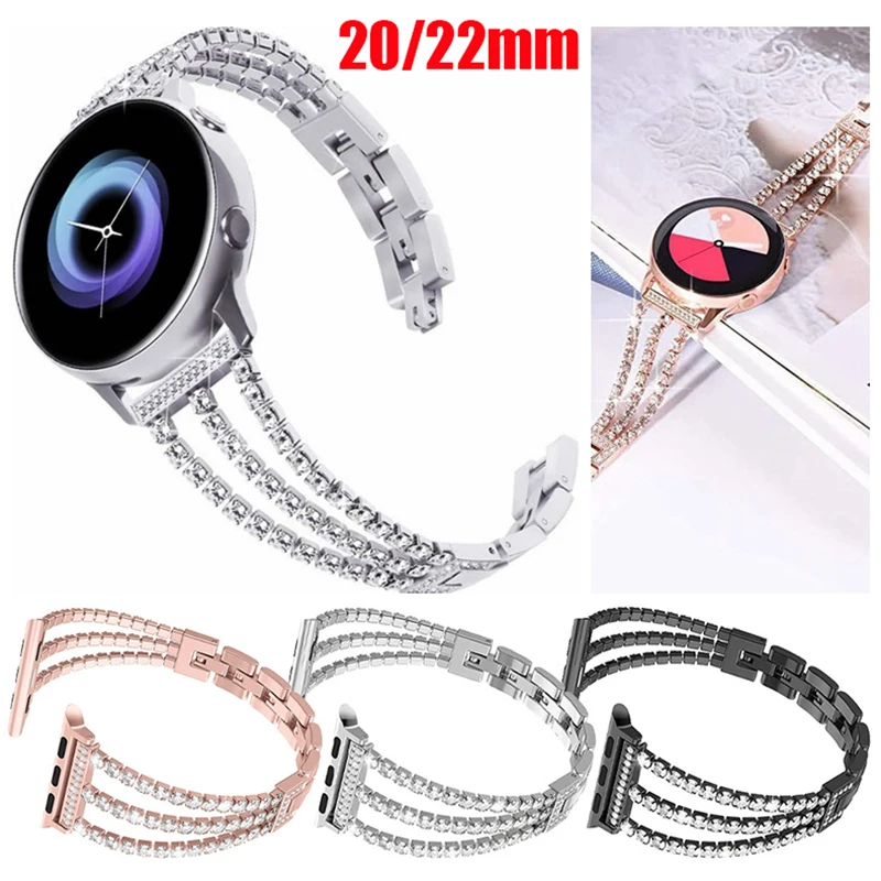 

20mm 22mm Diamond Band for Samsung Galaxy Watch 6 5 4 Strap Active 2 Gear S3 For Amazfit GTS GTR Bip 5 Huawei Watch 4 3 GT4 GT3