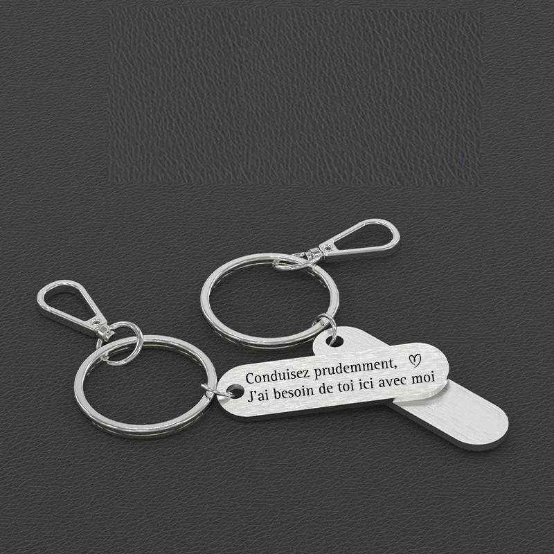 New Funny Keychain Letter Engraved Husband Silver Gift For Boyfriend Key Ring J