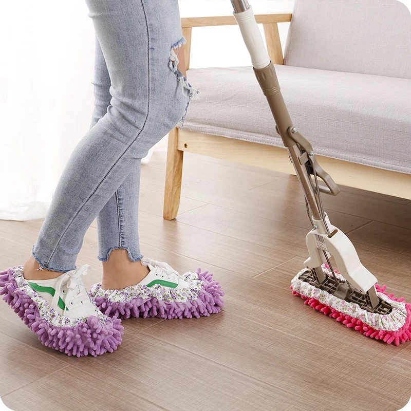 1~5PCS Chenille Dust Mop Slippers Home Floor Cleaning Lazy Mopping Shoes Water Uptake Foot Socks Mop Caps MultiFunction Cleaning 5