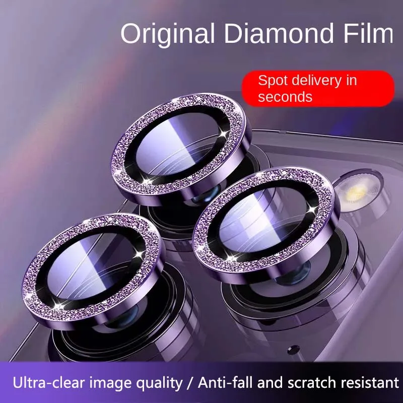 Bling Glitter Camera Protector Per Iphone 15 14 Pro Max Plus 13 12 Metal Diamond Ring Pellicola Protettiva Per Obiettivo Posteriore In Vetro Temperato