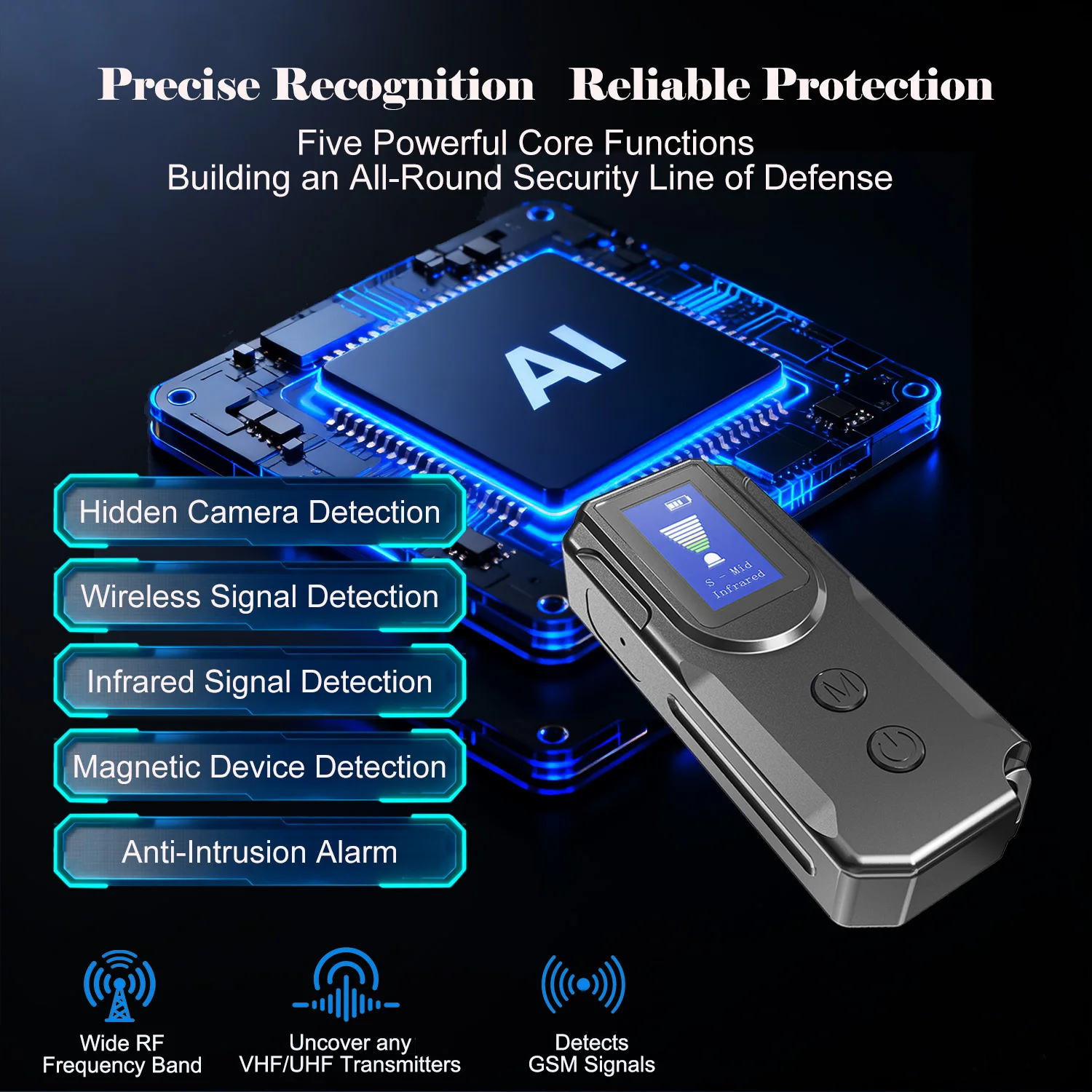 ماسح ضوئي محمول لإشارة الترددات اللاسلكية يعمل بال...