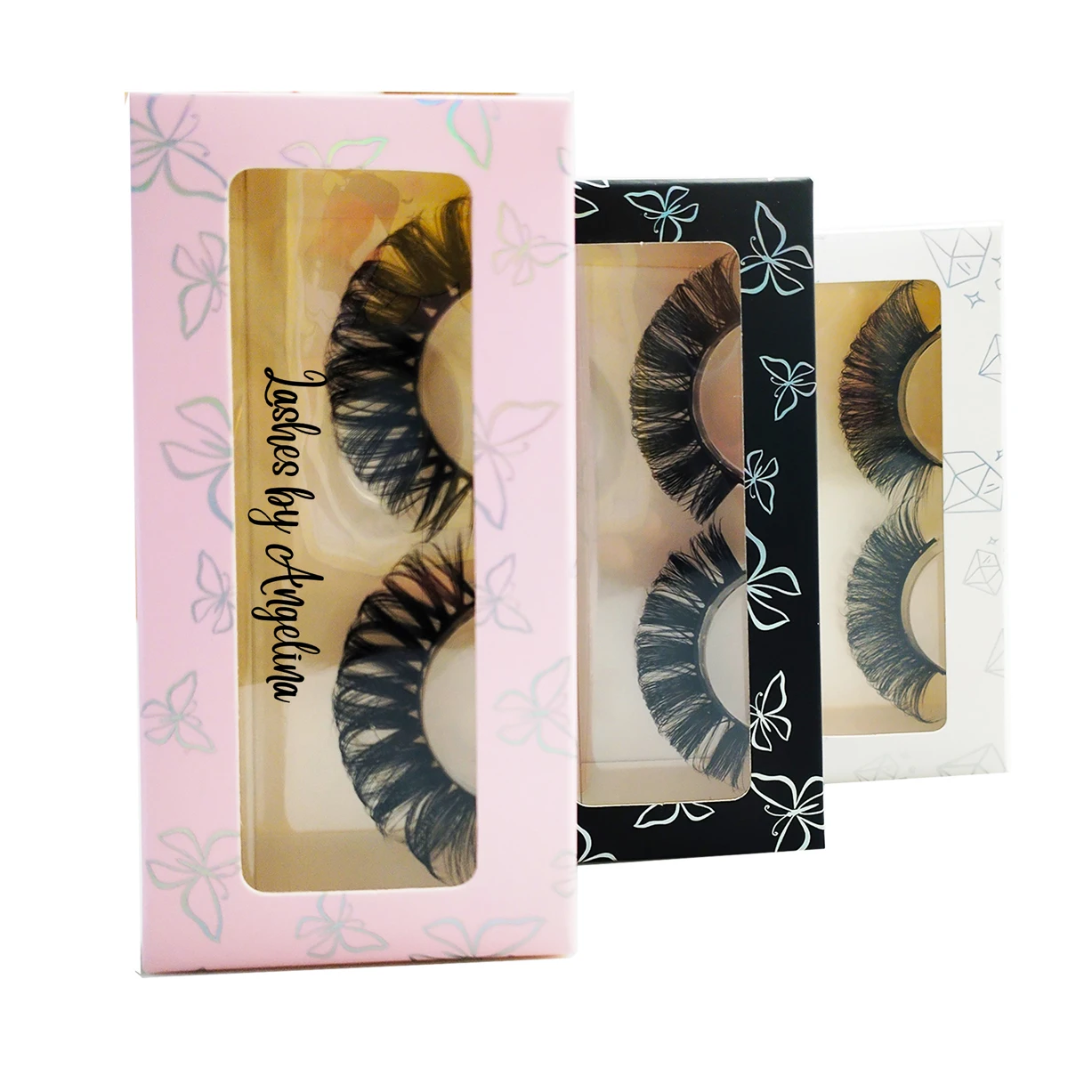 Wholesale Heart Lash Boxes Russian Eyelashes Box Package Custom Natural lash Packaging  Logo 18-25 MM  Black Butterfly Packaging 3