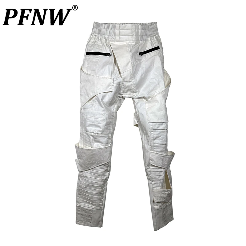 

PFNW Autumn Men's Techwear Asymmetric Skirt Adhesive Coated Cotton Pants Tide Motorcycle Paratrooper Versatile Trousers 12Z1877