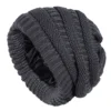 New Satin Lined Winter Beanie Caps Striped Knit Hats Solid Color Silk Lining Thick Chunky Cap Soft Slouchy Warm Hat Ski Cap 1