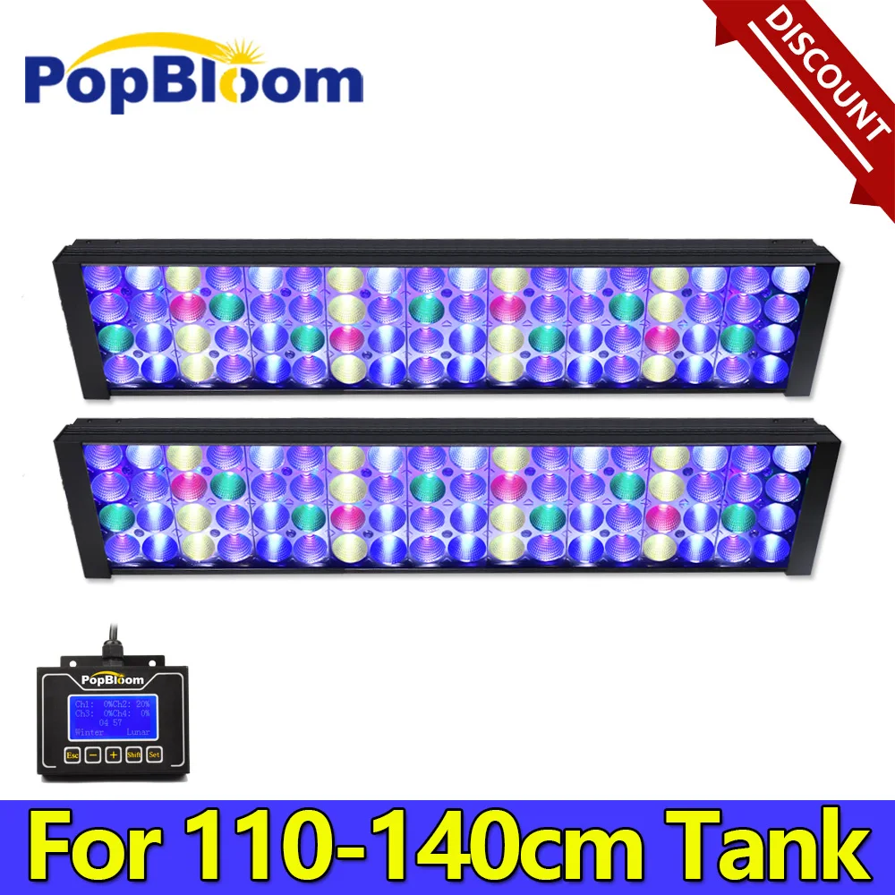 

PopBloom-Full Spectrum Marine Aquarium Reef Lighting Smart Marine LED Aquarium Lamp for Coral Grow Fish Tank Light,T50,110-140cm