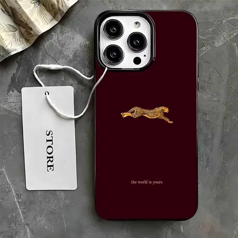 Chic Leopard Print Burgundy Matte Silicone Soft Phone Case Cover