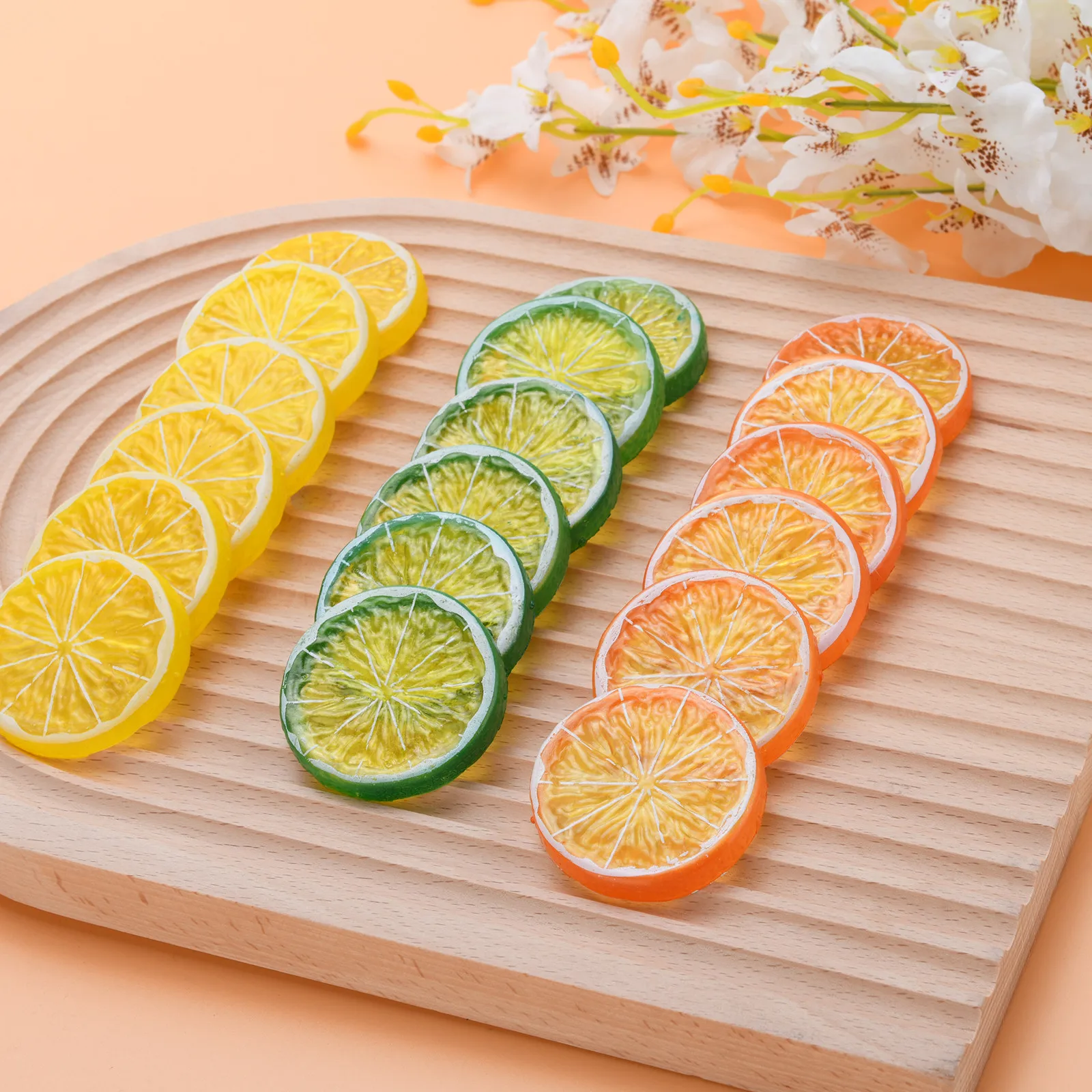 

18Pcs 5cm Simulation Lemon Pieces Artificial Fruit Lemon Slices Fake Lemon Ornament Kitchen Wedding Decoration Supplies