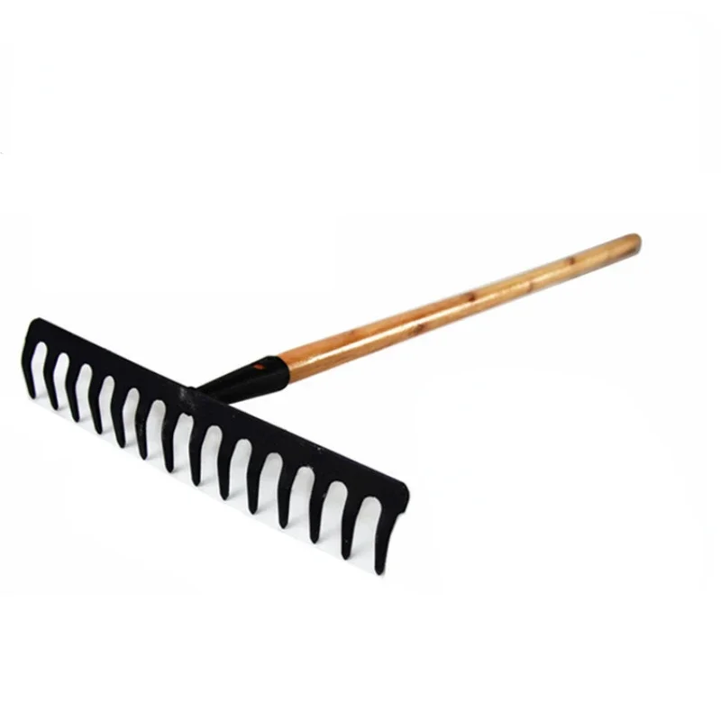 Farming Rake Stainless Steel 14-Tooth Hay Deciduous Pine Soil Garden Gardening Tools Agricultural Farm Tools farming rake