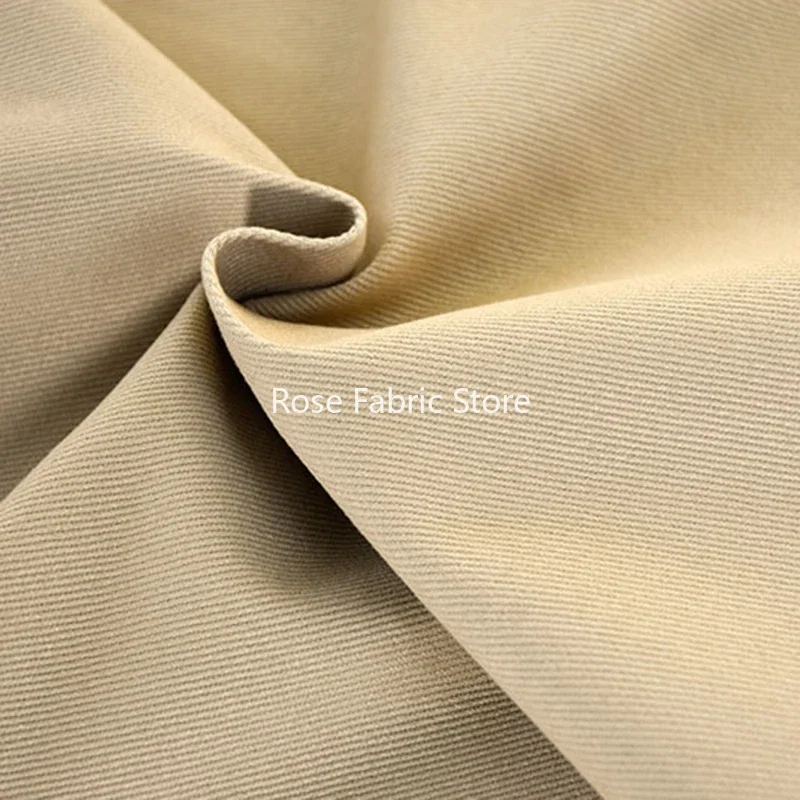 1 Meter Premium Cotton Twill Khaki Cloth Fabric - Carbon Brushed & Washed