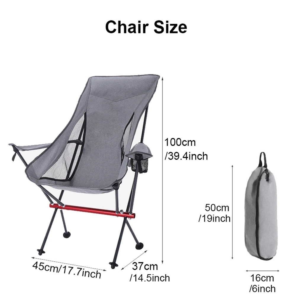 Desert Fox Camping Chair Armrest Outdoor Folding Chair Carry Bag Long Backrest Fishing Hiking Climbing