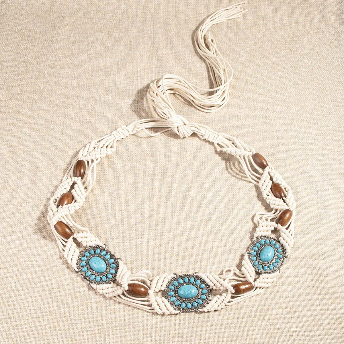 New Fashion Women's Bohemian Style Woven Rope Women Belts Boho Wax Coconut Beads Fashion Female Waistbelt Feminine Waistband