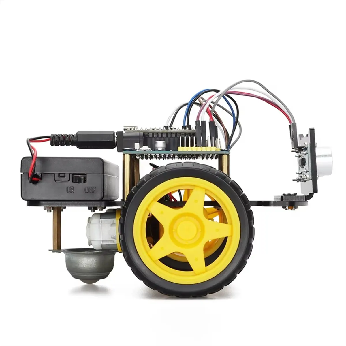Vue rapprochée du module principal du kit robot voiture intelligent DIY programmable STEM
