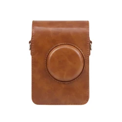 Elegant PU Leather Camera Bag with Soft Silicone Cover and Shoulder Strap (Brown Texture)