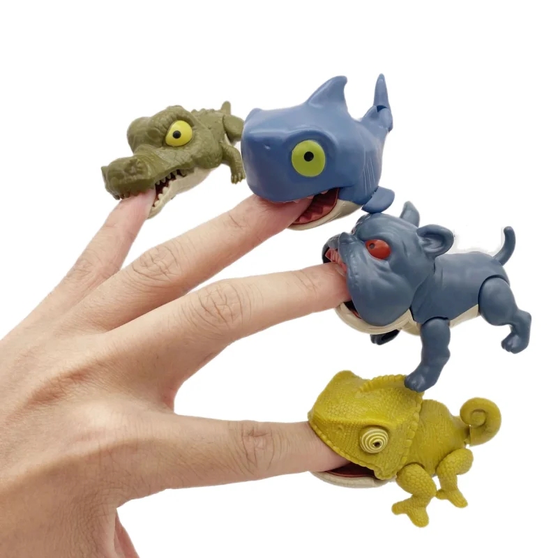 Children Jurassic Biting Finger Dinosaur Animals Model Toys Movable Joints Tricky Chameleon Hippo Kids Birthday Christmas Gifts