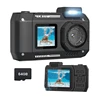 3CGRO-Waterproof Camera 4K 65MP Underwater Camera With 64G Card, For Snorkeling Autofocus Selfie Dual-Screen 1