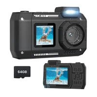 3CGRO-Waterproof Camera 4K 65MP Underwater Camera With 64G Card, For Snorkeling Autofocus Selfie Dual-Screen 1