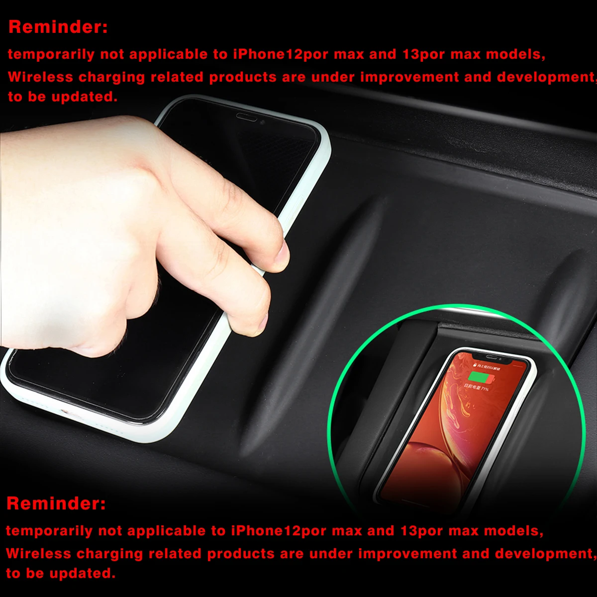 Wireless Charging Pad Interior Accessories For Tesla Model 3 Model Y-Silicone Anti-Skid Pad Type Model3 Car Phone Wireless Charging Pad wireless charging pad