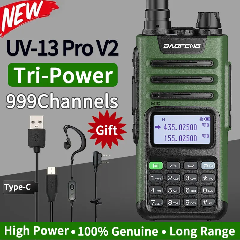 BAOFENG UV13 Pro V1 V2 10W Dual Band High Power CB Radio Typ C Ladegerät Lange Bereich Schinken radio Walkie Talkie UV 5R Two Way Radio